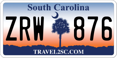 SC license plate ZRW876