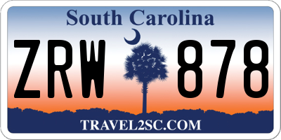 SC license plate ZRW878