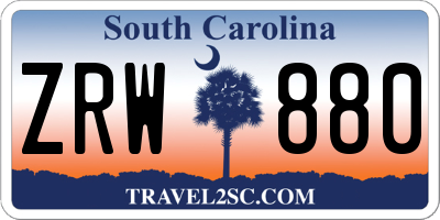 SC license plate ZRW880