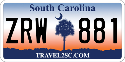 SC license plate ZRW881