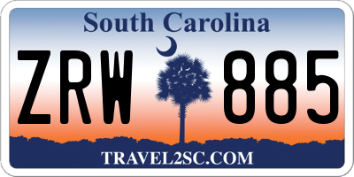 SC license plate ZRW885