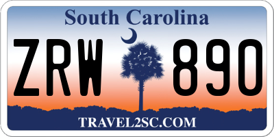 SC license plate ZRW890
