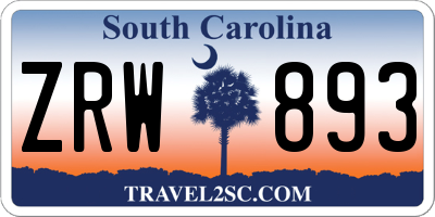 SC license plate ZRW893