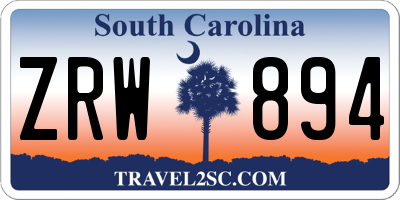 SC license plate ZRW894