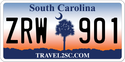 SC license plate ZRW901