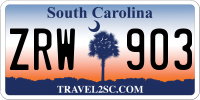 SC license plate ZRW903