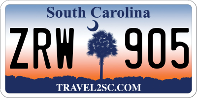 SC license plate ZRW905
