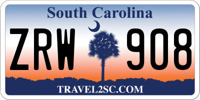 SC license plate ZRW908