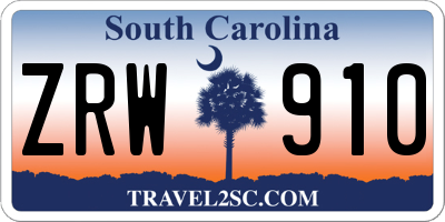 SC license plate ZRW910