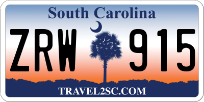 SC license plate ZRW915