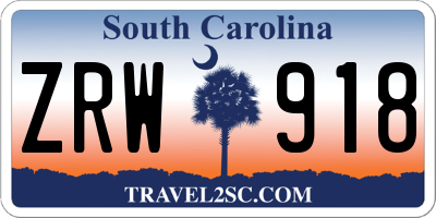 SC license plate ZRW918