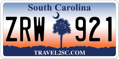 SC license plate ZRW921