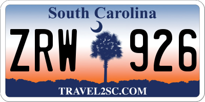 SC license plate ZRW926