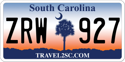 SC license plate ZRW927