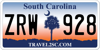 SC license plate ZRW928