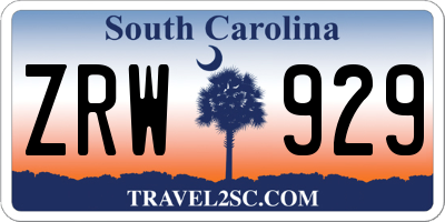 SC license plate ZRW929