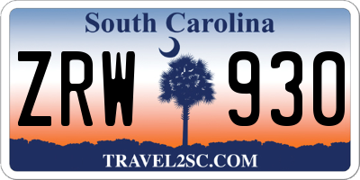 SC license plate ZRW930