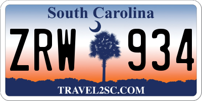 SC license plate ZRW934