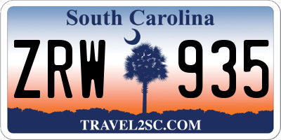 SC license plate ZRW935