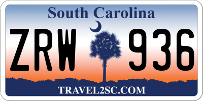 SC license plate ZRW936