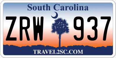 SC license plate ZRW937