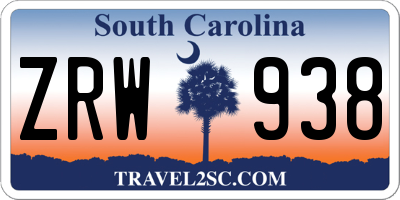 SC license plate ZRW938