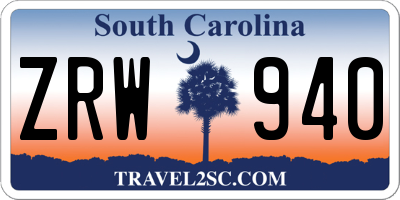 SC license plate ZRW940