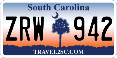 SC license plate ZRW942