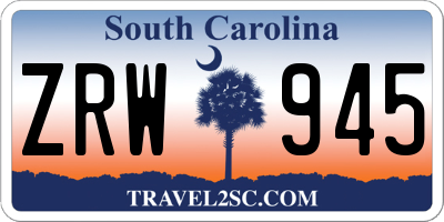SC license plate ZRW945