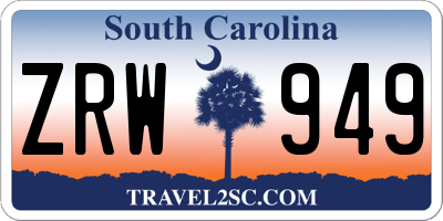 SC license plate ZRW949