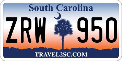SC license plate ZRW950