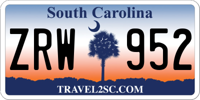 SC license plate ZRW952