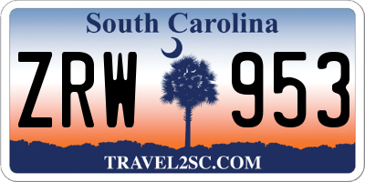 SC license plate ZRW953