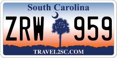 SC license plate ZRW959