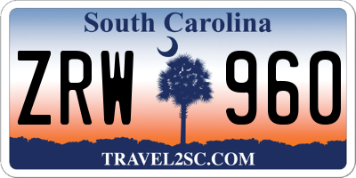 SC license plate ZRW960