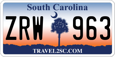 SC license plate ZRW963