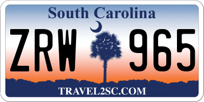 SC license plate ZRW965