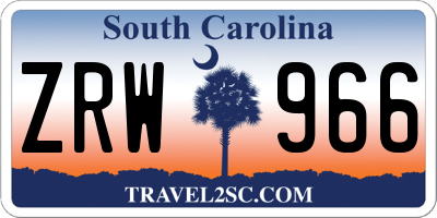 SC license plate ZRW966