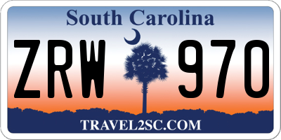 SC license plate ZRW970
