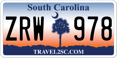 SC license plate ZRW978