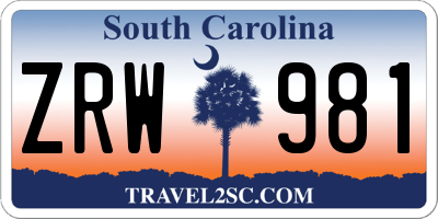 SC license plate ZRW981