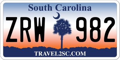 SC license plate ZRW982