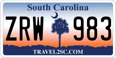 SC license plate ZRW983
