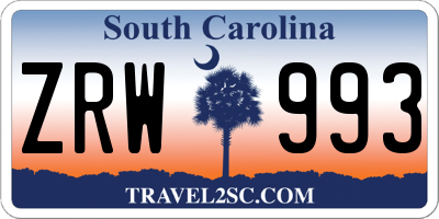 SC license plate ZRW993