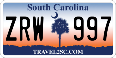 SC license plate ZRW997