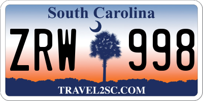 SC license plate ZRW998