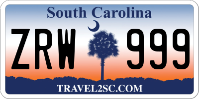 SC license plate ZRW999