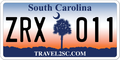 SC license plate ZRX011