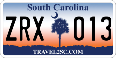 SC license plate ZRX013