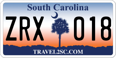 SC license plate ZRX018